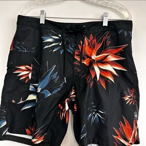 Vans Black and Red Swim Trunks Vibrant Design